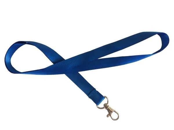 Cordón de cuello azul con mosquetón metálico